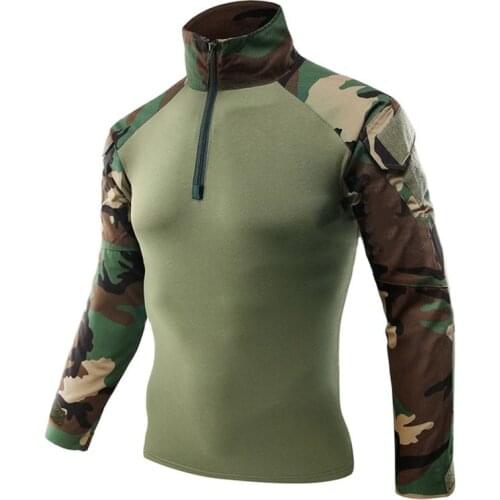 Men Military Army Tactical Combat Shirt Camouflage USMC Soldier Military Style Long Sleeve Battle Shirt Airsoft Clothing