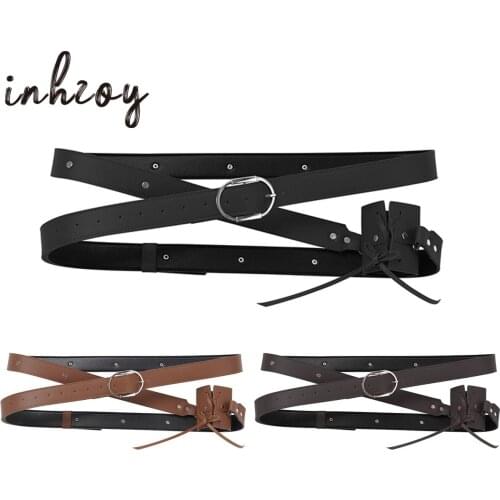 Sword Holder Waist Belt Men Gothic PU LeatherKnight Battle Rapier Ring Belt Strap Holster