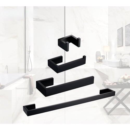 Bathroom Hardware Set Black Robe Hook Towel Rail Bar Rack Bar Shelf Tissue Paper Holder Toothbrush Holder Bathroom Accessories