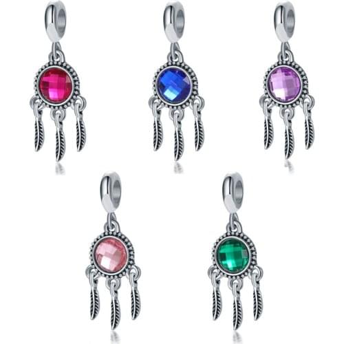 New Fashion Opal Dream Catcher Pendant DIY Beads Suitable for Original Pandora Charm Bracelet Ladies Jewelry Making Gifts