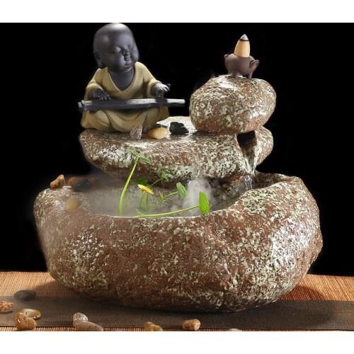 New Chinese style flow of water Fountain landscape Small fish tank Backflow censer home decoration accessories Zen garden