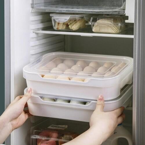 24 Grids Egg Box Container Refrigerator Organizer Storage Box Crisper Stackable Home Kitchen Egg Racks