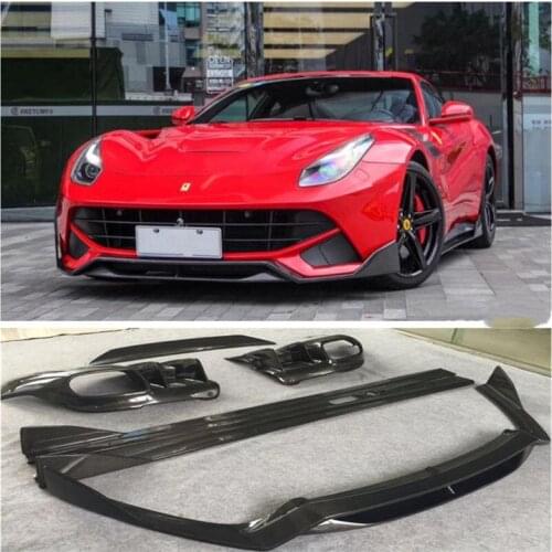 Real Carbon Fiber Bumper Front Lip + Rear Diffuser + Spoiler + Side Skirt Protector Cover For Ferrari F12 2013-2017