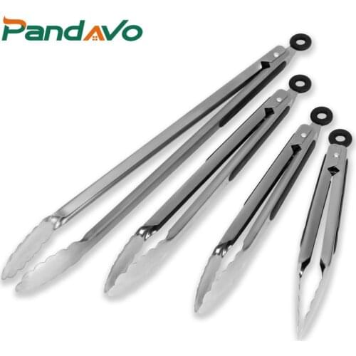 Food Grade Stainless Steel Kitchen Tongs For Cooking BBQ 7 9 12 16 Inch Metal Food Tongs Non-Slip Grip Kitchen Accessories