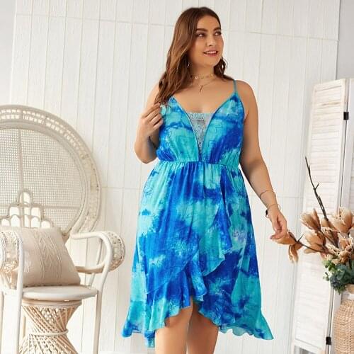 Sleeveless Summer Women Print Dress Boho Casual Plus Size Sexy V-Neck Party Holiday Dress High Waist Femme Vestido De Mujer