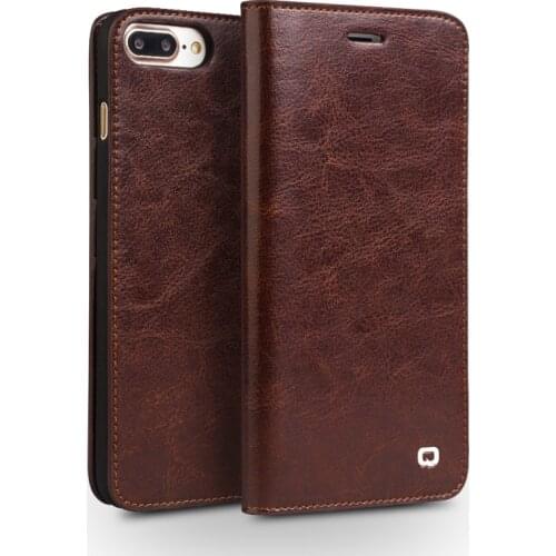 QIALINO Genuine Leather Luxury Ultra Slim Flip Case for iPhone 7 8 SE 2020 Handmade Wallet Phone Cover for iPhone 7/ 8 Plus