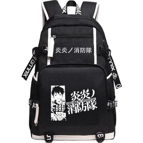 Fire Force Shinra Kusakabe Anime Laptop Backpack Oxford Travel Bagpack Large School Bags Children Bookbag Cartoon Shoulder Bags