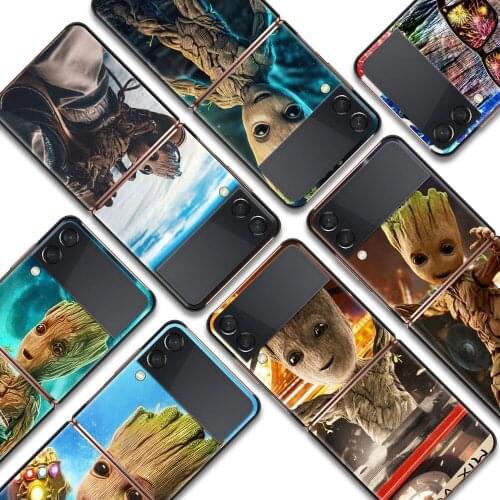 Groot Marvel Avengers Shockproof Cover for Samsung Galaxy Z Flip Flip3 5G Black Phone Case Shell Hard Fundas Coque Capa