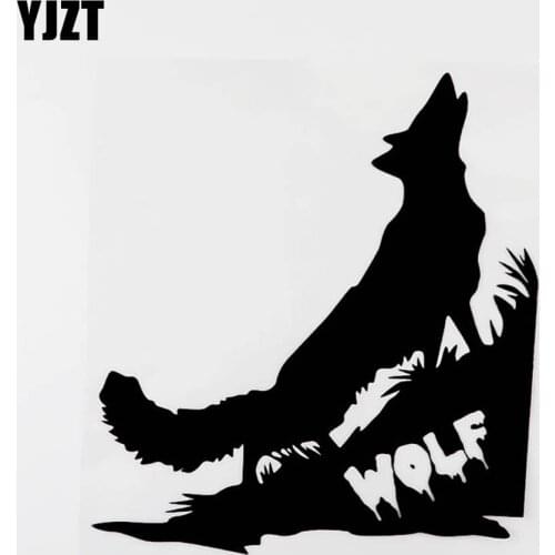 YJZT 17CM×17.5CM Fashion Graphical Animal Wolf Howled Vinyl Car Sticker Black/Silver 8C-0350