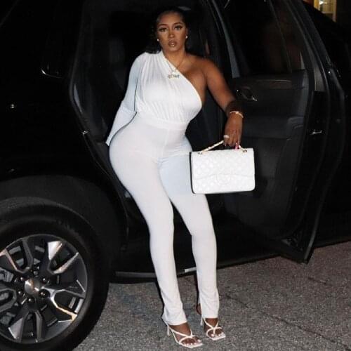 Women Sexy One Shoulder Skinny Rompers Summer Fashion Solid Color Female Jumpsuit Fitness Streetwear Sport One Piece Clothes