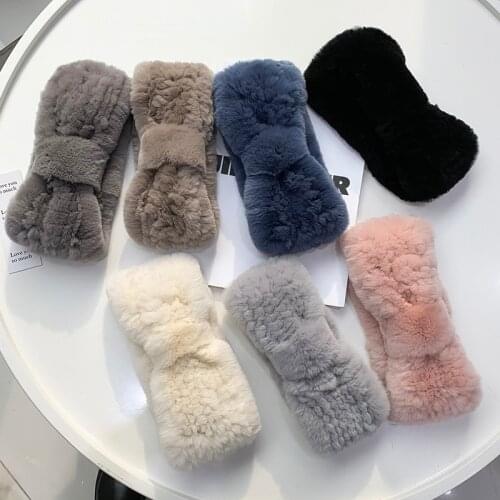 Women Children scarf Really rabbit fur collar female winter stretch mesh bib headband wild leather grass plush headgear