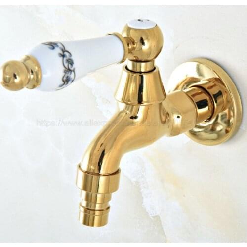 Gold Brass Bathroom Washing Machine Tap Cold Water Bibcock bathroom faucet Golden finish Garden Faucet zav147