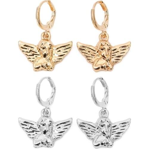 1Pair/lot Fashion Alloy Angel Charm Earrings For Women Trendy Gold Rhodium Color Metal Drop Earrings Lover Luxury Jewelry