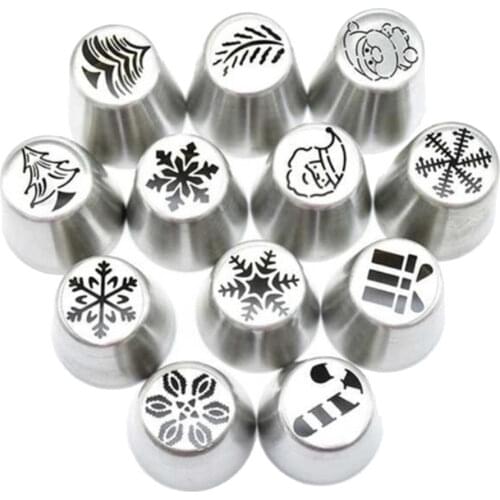 12Pcs Christmas Icing Piping Nozzle Set Cake Decorating Supplies