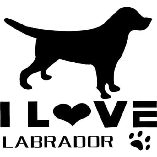 15*14.5CM I LOVE LABRADOR Pet Dog Car Stickers Decals Motorcycle Car Styling Black/Silver C1-0096