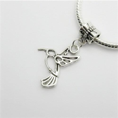 New 25pcs Hummingbird charm Big Hole bead European Pendant fit for Pandora style Bracelets Necklace DIY Metal Jewelry Making