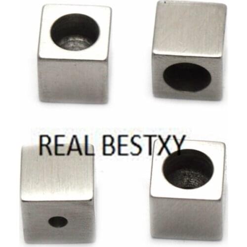 30pcs/lot custom logo SQUARE bead stainless steel for bangle metal BEAD for bracelets making jewelry finding beads square beads