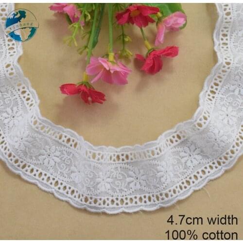4.7cm wide 100% Cotton embroid lace sewing ribbon guipure trim wedding decoration DIY dolls colthes Accessories lace edge#4056