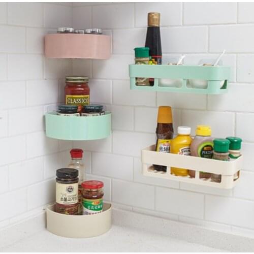 4 Colors Bathroom Shelf Bathroom Adhesive Storage Rack Kitchen Home Decoration Corner Shower Shelf Rack Storage Rack Accessories