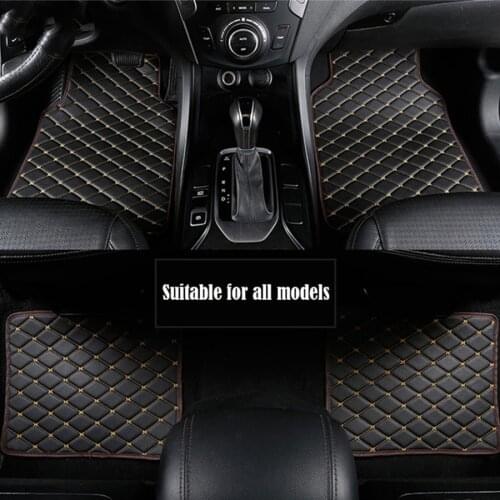 4Pcs PU Leather Car Floor Mat Front Rear Carpet Protect Pad Waterproof Dustproof