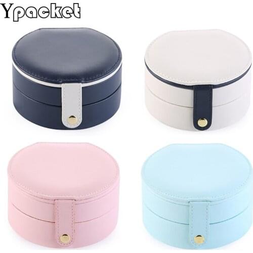 4color Jewelry Box PU Leather Jewelry Lady PU Ring Display Case Portable Environmental Protection Bead Fleece Jewelry Necklaces