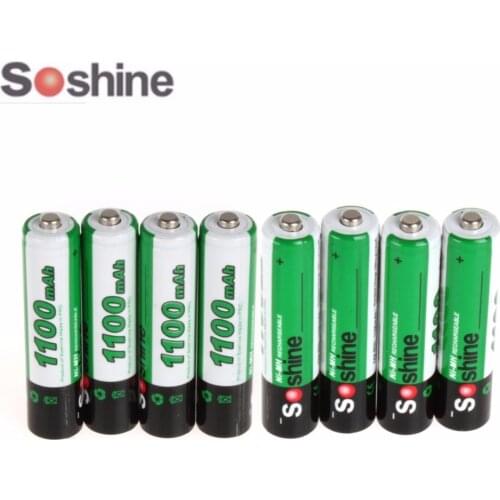 8pcs Soshine 1.2V AAA 1100mAh Ni-Mh Rechargeable Battery with 1000 Cycle + Portable Battery Box