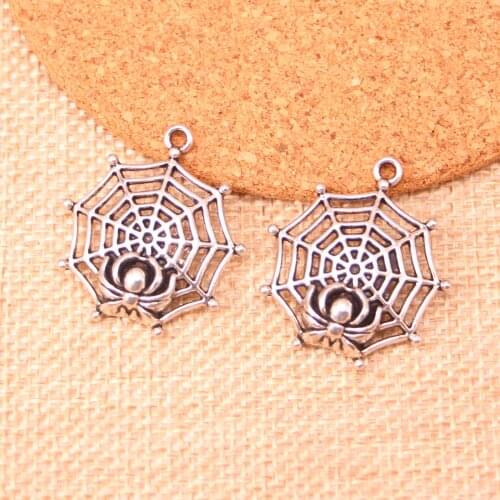 9pcs alloy Tibetan Silver Plated spider cobweb halloween connector Charms Pendants for Jewelry Making DIY Handmade Craft 38*32mm