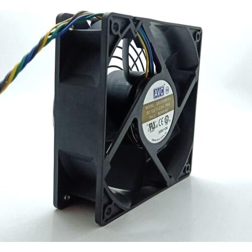 AVC 120mm 12038 12V Dual Ball Bearing High Speed CFM Cooling Fan PWM 4Pin 4P 4Wire 12cm DS12038B12U 5000RPM with Fan Grill