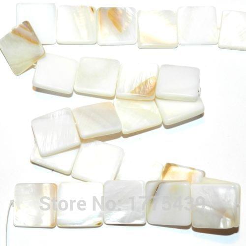 Free Shipping Wholesale!!! (1Lot = 1 Strands) 15x15x3mm White Natural Mother of Pearl Shell Square Beads Approx 39CM Per Strand