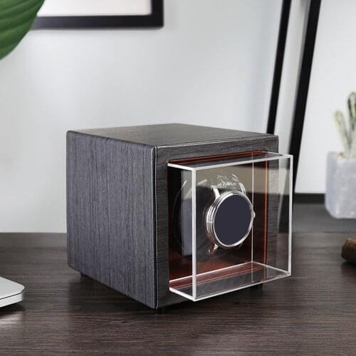 Automatic Single Watch Winder Case Box for New Version with Quiet Motor PU Leather Exterior and Soft Flexible Watch Pillows