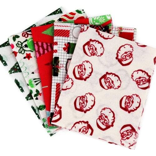 Dailylike 5 Pcs Christmas Theme Fabric Christmas Fat Quarter Celebration Decorative Fabric for DIY Decorations (7.8x9.8 inch)