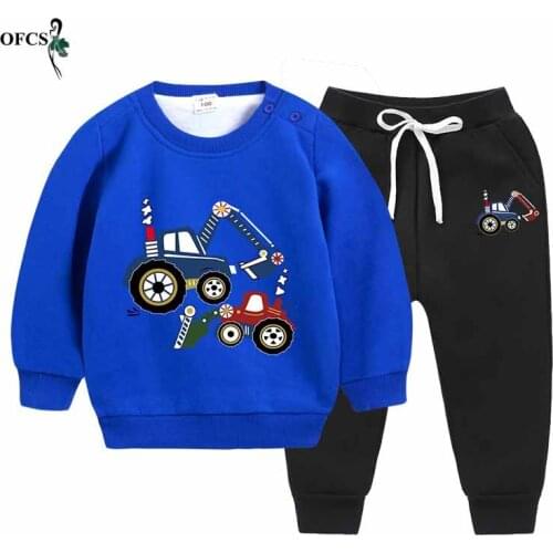 Boys Winter Warm Sports Suit Children Stitching Long Sleeve T-shirt Knit pullovers +pant Kids Sport Sets 2 PCS 2-8 Ages Clothes