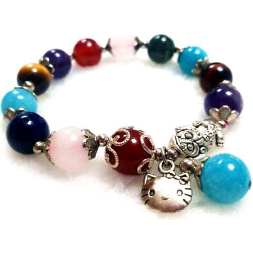 Duobaozhu Agate Charm Bracelet Exquisite Bracelet Charm Pixiu Tiger Eye Stone Tianhe Stone Hongma Combination Bracelet Jewelry