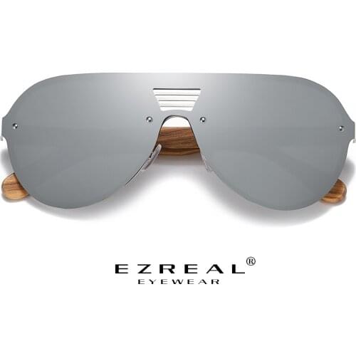 EZREAL Wooden Vintage Sunglasses Men Polarized Flat Lens Rimless Frame Women Sun Glasses Oculos Gafas With Wooden Box S2251