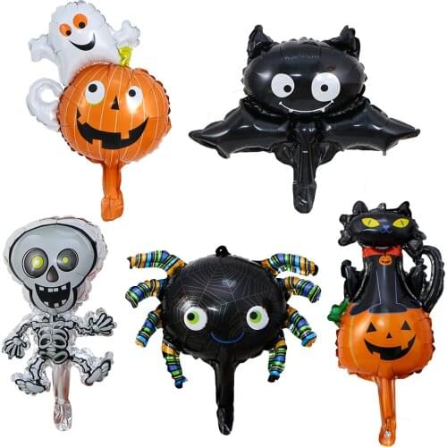 Halloween Theme Party Pumpkin Ghost Balloons Spider Bat Foil Balloons Halloween Decorations Party Supplies Inflatable Toys