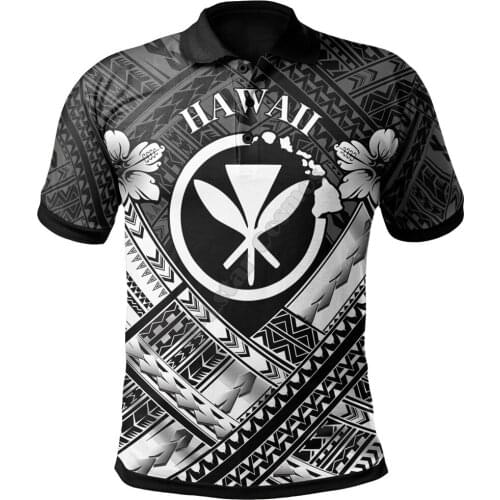 Hawaii Polo Shirt White Kanaka Maoli Polynesian Patterns 3D Printed Polo Shirt Men for Women Short Sleeve Summer T-shirt