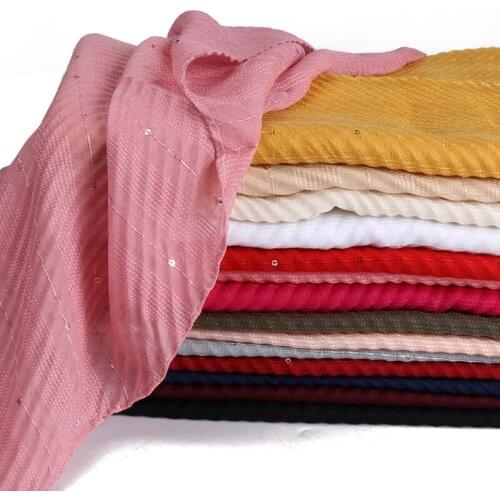 Plain paillette cotton wrinkle hijab scarf scarf shawls muslim crinkle scarves headscarf wraps turbans scarves