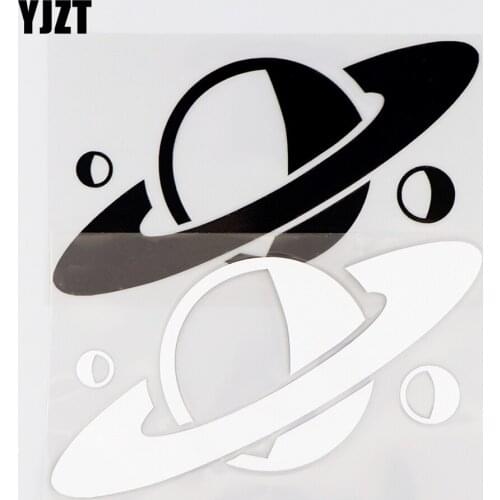 YJZT 14.2X8.5CM Personality Car Sticker Planet Saturn Space Funny Decor Vinyl Decals Black / Silver 10A-0383