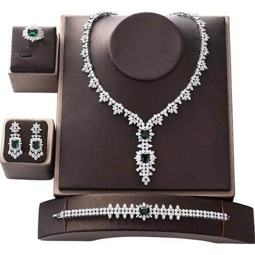 Jewelry Set HADIYANA Vintage Women Wedding Party Necklace Earrings Ring And Bracelet Set Cubic Zircon CNY0061 Conjunto de joyas