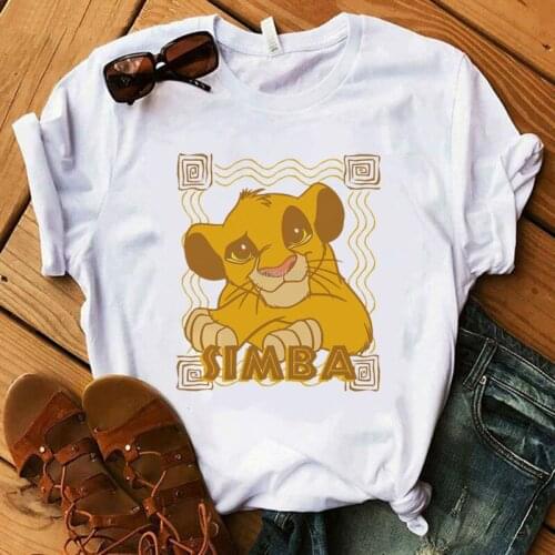 Summer Casual Womens T-shirt Ulzzang Streetwear Kawai The Lion King Print T-shirt Cartoon Simba Harajuku Short-sleeved T-shirt