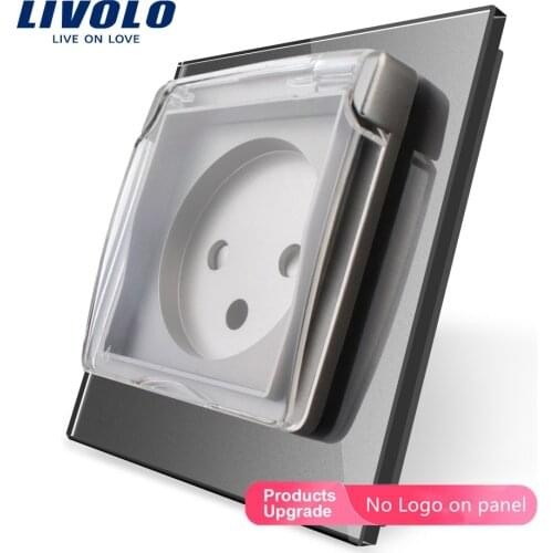 Livolo EU Standard Israel Power Socket,Crystal Glass Panel, AC 100~250V 16A, VL--C7C1ILWF,with the Waterproof Cover,no logo