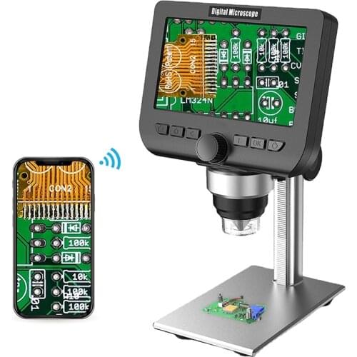 EasyOver 50-1000X WiFi Electronic Microscope 2MP LCD Display Wireless Digital Video Magnifier Camera for PC Phone Metal Base