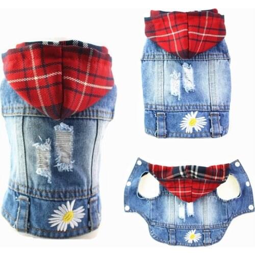 Fashion Hole Denim Dog Clothes Summer Flower Puppy Pet Dog Vest Chihuahua Mesh Outdoor Small Medium Dog Costume Yorkshire Outfit