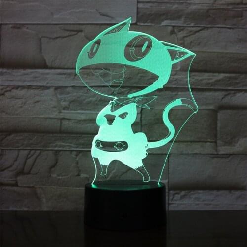 Cartoon 3D Cool Boys Led Nightlight Morgana Game Persona Light Acrylic Usb RGB Night Lamp For Childrens Birthday Gift 2446