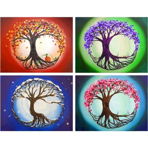New 4 Pack Flowers Tree 5D DIY Diamond Painting Kits Full Drill Rhinestone Embroidery Cross Stitch Home Decor