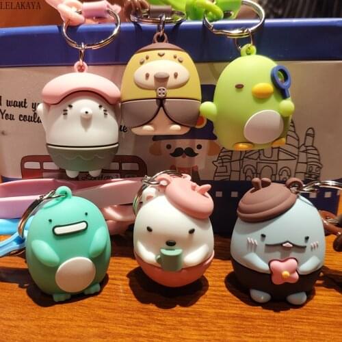 New Anime Sumikko Gurashi Corner Creature Bio PVC Action Figure Keychain Bag Pendant Toys Mini Cartoon Animal Keyring Key Holder