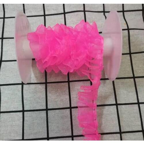 45Yards Pleated Mesh Lace Fabric Ruffle Trim Embroidered Collar Ribbon Sewing Clothing Skirt Splicing Material Doll Dress