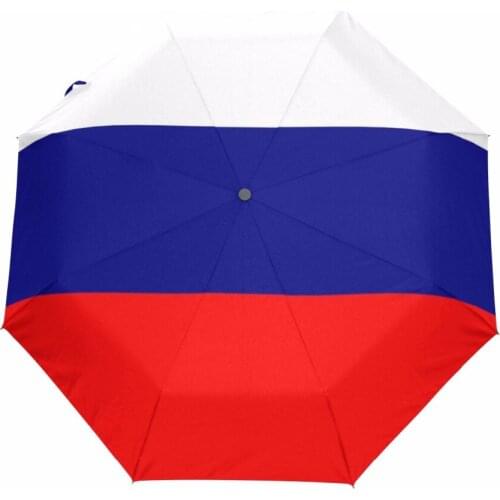 Fully Automatic Umbrella Rain Women Three-folding Black Coating Russia Flag Printed Sunny and Rainy Umbrella Parasol Paraguas