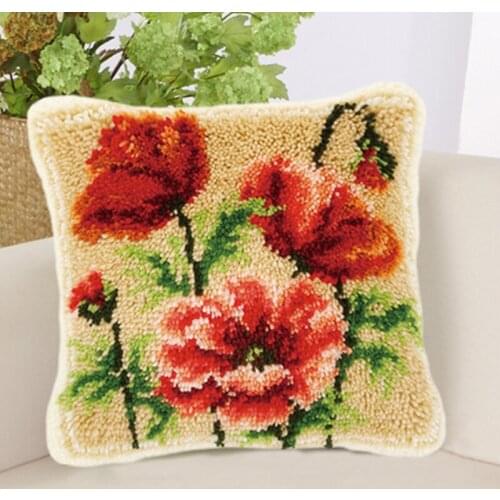 DIY Button Package Boutique Flower Bird Carpet Embroidery Pillow Latch Hook Rug Natural Scenery Smyrna Foamiran for Needlework