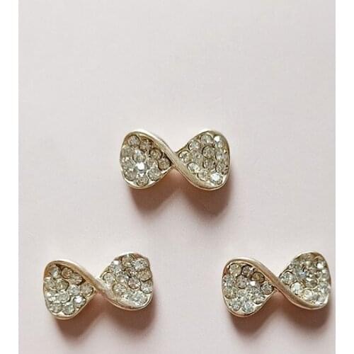 10 PCS 9*16mm Metal Alloy KC Gold Plated Crystal Rhinestone Bowknot For DIY Jewelry Making